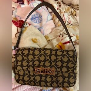 GUESS Monogram Brown Shoulder Bag